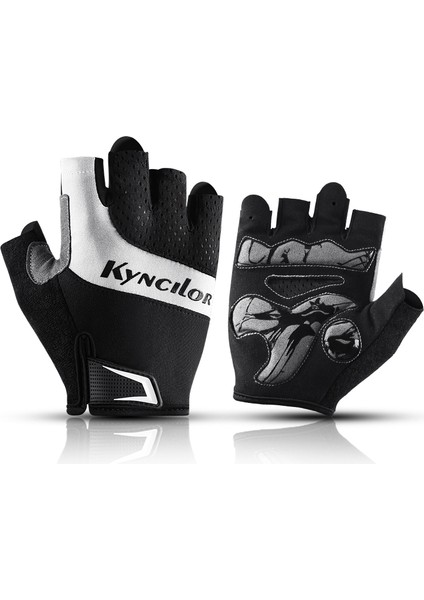 Siyah Stil Xl Boyutu Kaymaz Bisiklet Eldiveni Spor Güneş Koruyucu Bisiklet Erkekler ve Kadınlar Yarım Parmak Spor Kaymaz Nefes Bisiklet Eldiveni (Yurt Dışından)