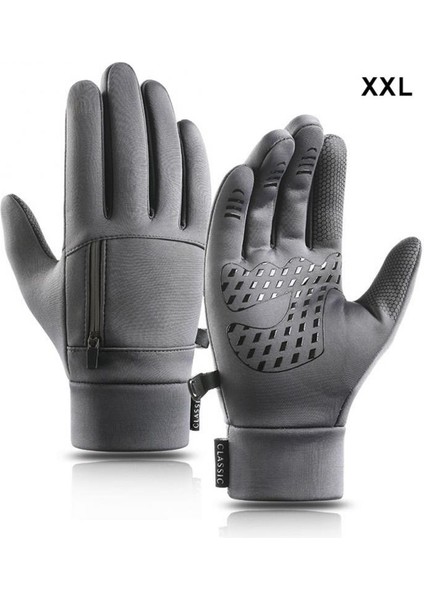 Gri Tarzı M Boyutu 1 Çift Kış Termal Sıcak Bisiklet Bisiklet Dokunmatik Ekran Eldiveni Yumuşak Kaymaz Açık Kamp Unisex Рукавички Motosiklet Eldiveni (Yurt Dışından)