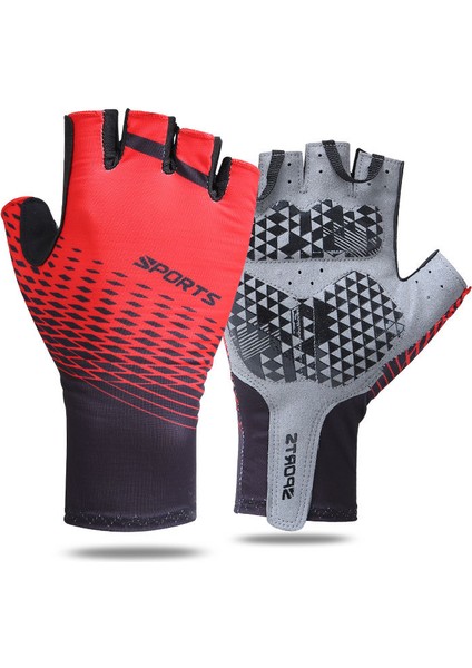 Kırmızı Stil Xl Boyutu Bisiklet Eldiveni Erkek Yaz Spor Güneş Koruyucu Nefes Alabilen Ter Emici Yarım Parmak Bisiklet Eldiveni Erkekler ve Kadınlar (Yurt Dışından)
