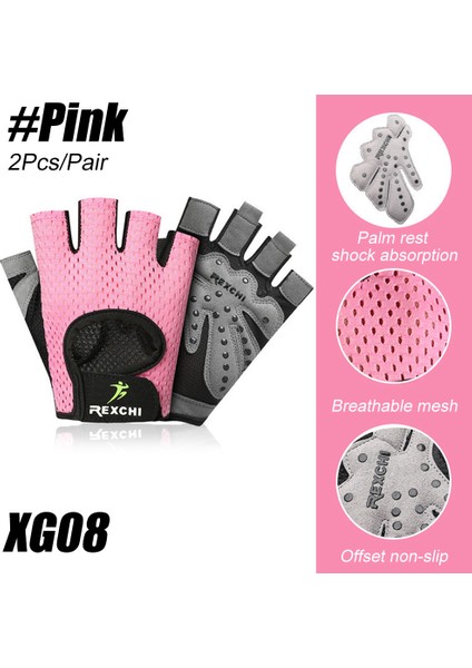 XG08-PEMBE Tarzı Xl Boyutu Hava Spor Salonu Egzersiz Eldiveni Erkek Kadın Nefes Bisiklet Eldiveni Fitness Eğitimi Halter Asılı Çekme Ups Tırmanma (Yurt Dışından)