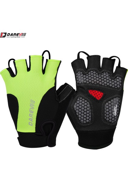 Sarı Stil Asya-Xxl Darevıe Mtb Bisiklet Eldiveni Jel Yastıklı Darbeye Dayanıklı Nefes Yarım Parmak Bisiklet Eldiveni Hızlı Kapalı Başparmak Ter Silecek Bisiklet Eldiveni (Yurt Dışından)