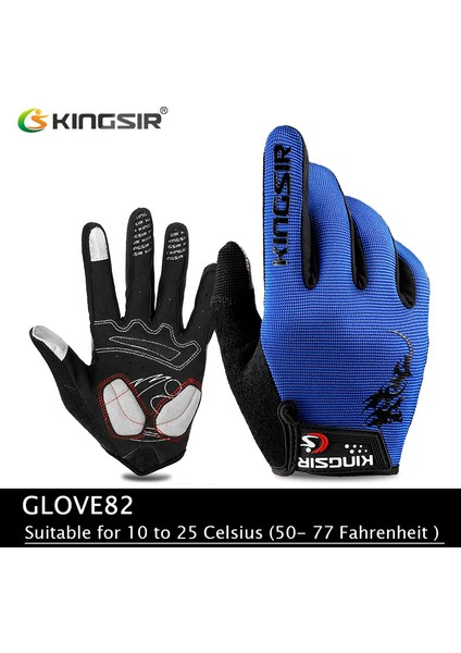 KHBLUE10 Tarzı Xxl Kıngsır Kış Sonbahar Dokunmatik Ekran Bisiklet Eldiveni Erkek Kadın Kaymaz Spor Bisiklet Eldiveni Darbeye Dayanıklı Tam Parmak Bisiklet Eldiveni (Yurt Dışından)