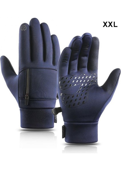 Mavi Stil L Boyutu 1 Çift Kış Termal Sıcak Bisiklet Bisiklet Dokunmatik Ekran Eldiveni Yumuşak Kaymaz Açık Kamp Unisex Рукавички Motosiklet Eldiveni (Yurt Dışından)