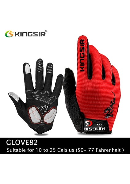 KHRED10 Tarzı Xxl Kıngsır Kış Sonbahar Dokunmatik Ekran Bisiklet Eldiveni Erkek Kadın Kaymaz Spor Bisiklet Eldiveni Darbeye Dayanıklı Tam Parmak Bisiklet Eldiveni (Yurt Dışından)