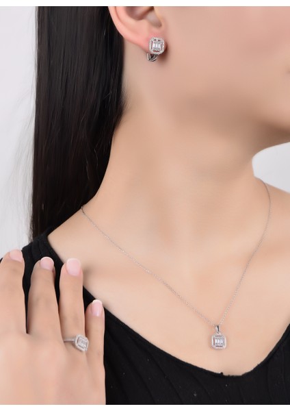 Beyaz Altın Baget Üçlü Set 14 Ayar 8.50GR