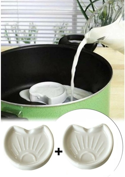 2 Adet Süt Taşırmaz Milk Saver Doğal Seramik Porselen Süt Taşma Koruyucu Kaynama Uyarıcı Süt Taşı