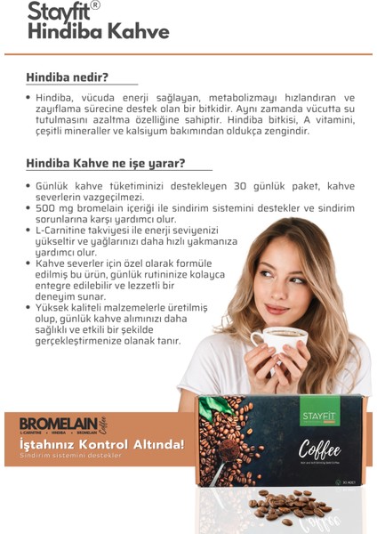 STAYFİT 30 Günlük Hindiba Kahve - 500 Mg Bromelain 2400 Gdu - L-carnitine Takviyeli