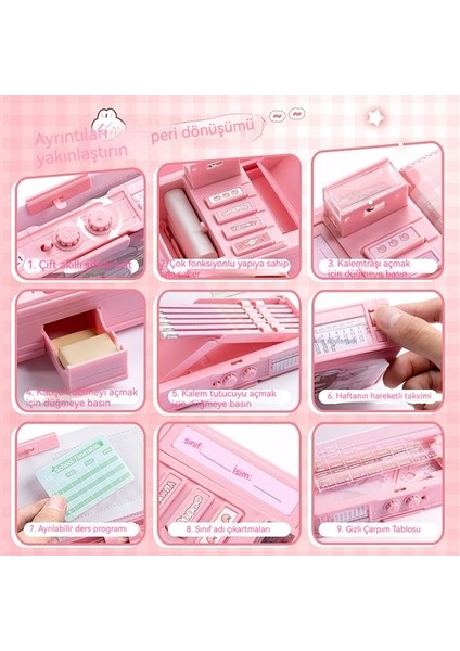 God Of Wealth Çok Fonksiyonlu Kırtasiye Kutusu Kod Kilitli Kalem Kutusu Çift Katmanlı Büyük Kapasiteli Mekanizmalı Kalem Kutusu (Yurt Dışından) modelleri