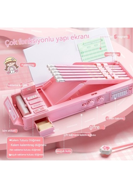 God Of Wealth Çok Fonksiyonlu Kırtasiye Kutusu Kod Kilitli Kalem Kutusu Çift Katmanlı Büyük Kapasiteli Mekanizmalı Kalem Kutusu (Yurt Dışından) indirimleri