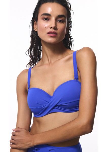 Koyu Mavi Beauty Toparlayıcı Balenli Balconette Bikini Üstü