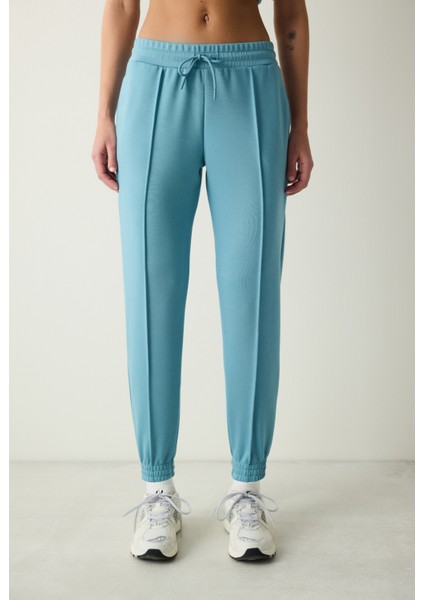 Yeşil Yüksek Bel Lastikli Paça Cepli Silky Touch Eşofman Altı fiyatları