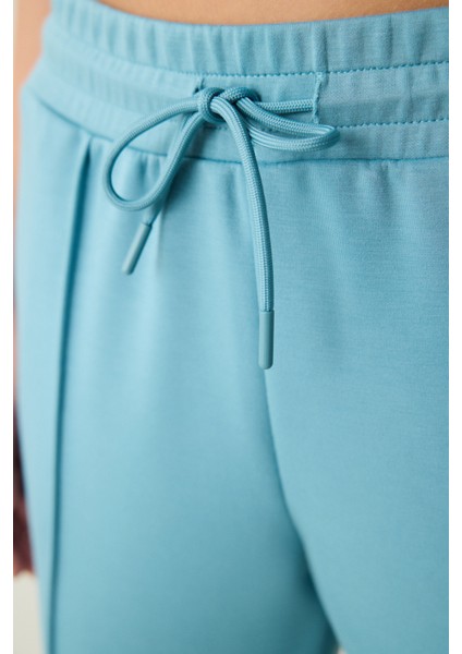 Yeşil Yüksek Bel Lastikli Paça Cepli Silky Touch Eşofman Altı modelleri