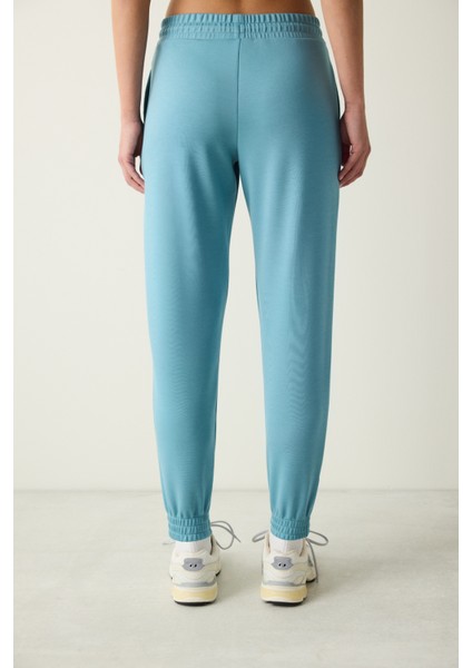 Yeşil Yüksek Bel Lastikli Paça Cepli Silky Touch Eşofman Altı fırsatları