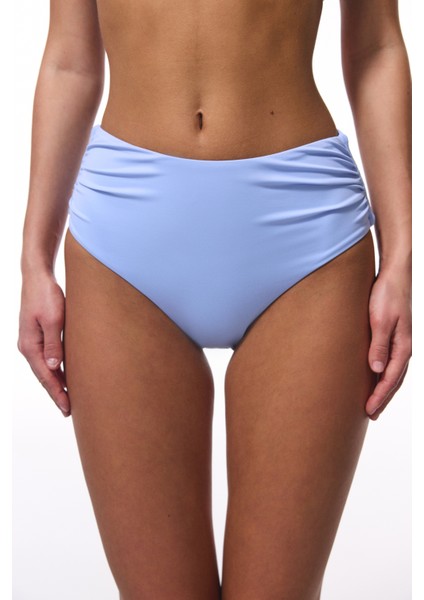 Açık Mavi High Shirred Yüksek Bel Bikini Altı