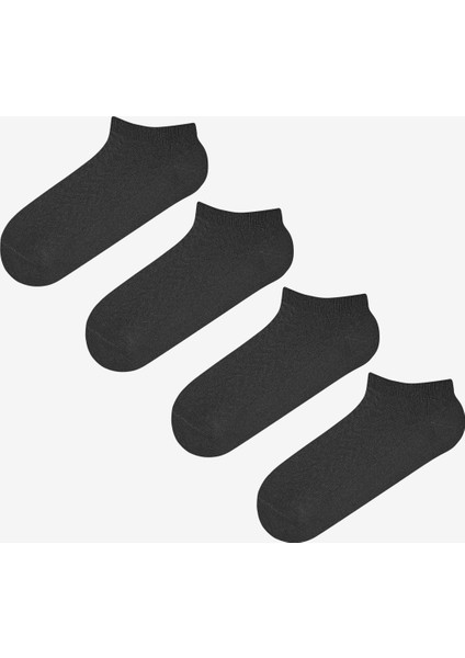 4 Çift Pamuklu Kendinden Zigzag Desenli Patik Çorap