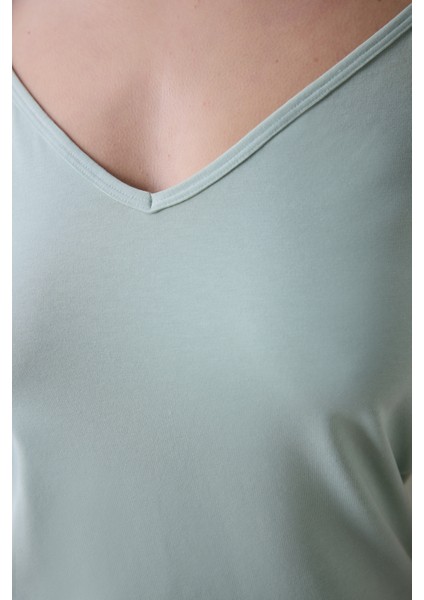 Reversible Side Cotton V Neck Mint Yeşili Atlet