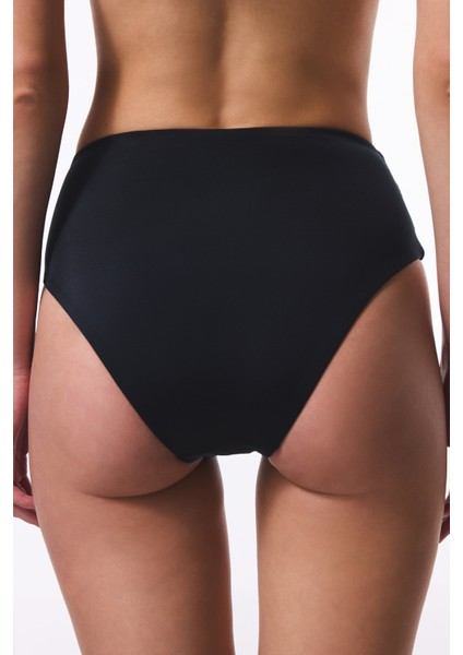 Siyah High Shirred Bikini Altı