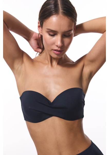 Straplez Cup Siyah Bikini Üstü