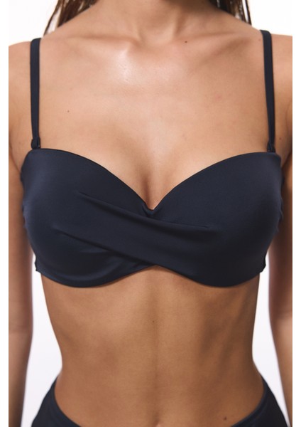Straplez Cup Siyah Bikini Üstü