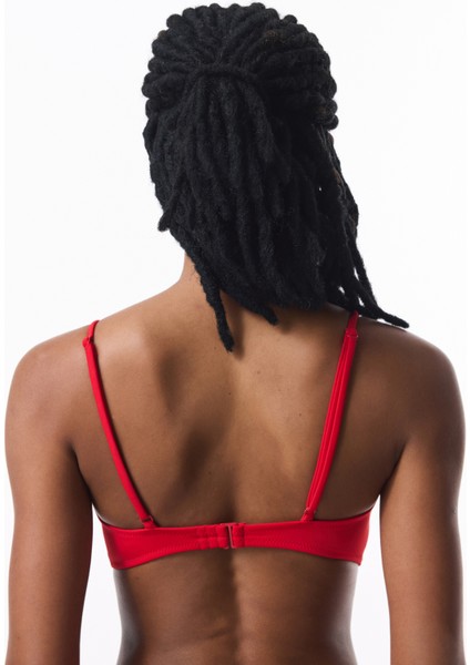 Kırmızı Front Opening Balenli Bikini Üstü