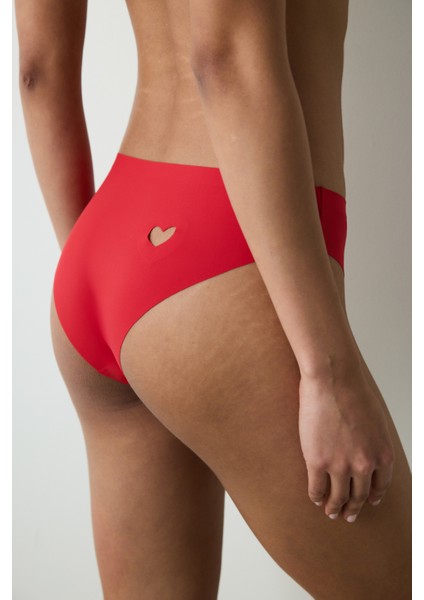 Invisible Lazer Kesim Heart Kırmızı Slip Külot