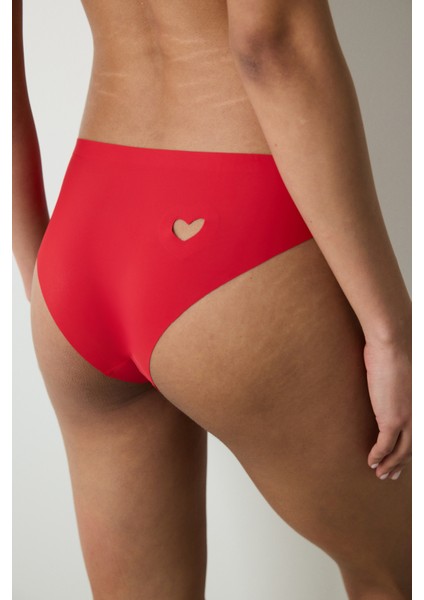 Invisible Lazer Kesim Heart Kırmızı Slip Külot