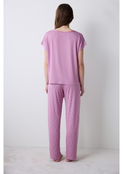 Alia Soft Pantolon Lila Pijama Takımı