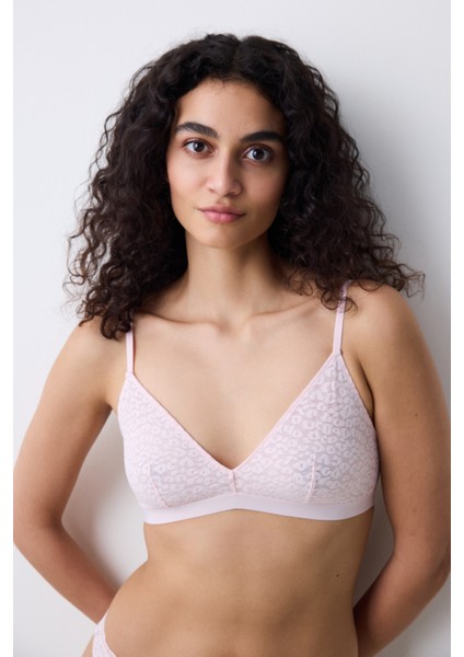 Triangle Lace Pembe Sütyen