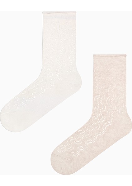 Comfy Colosio Bej Beyaz 2li Soket Çorap