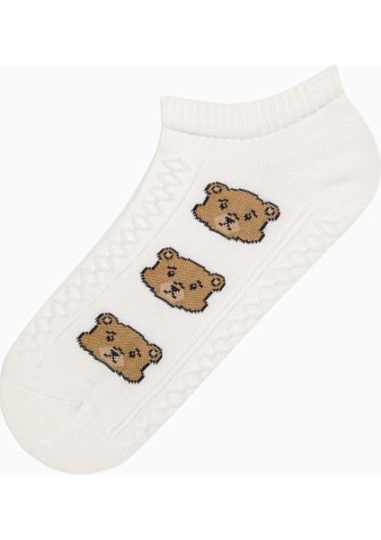 Jacquard Bear Açık Gri 3lü Patik Çorap