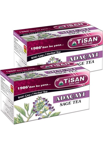 2 Kutu Adaçayı Bitki Çayı 20 Süzen Poşet x 2 Çay