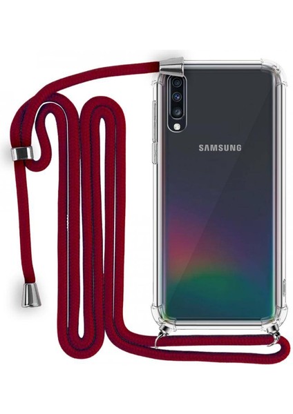 Samsung Galaxy A70 Boyun Askılı Şeffaf Tank Kılıf