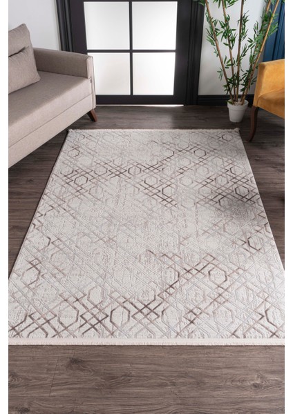 Nar A0232 Bej Uzun Ömürlü Yumuşak Dokulu Salon Mutfak Koridor Oturma Odası Yolluk Halı Makine Halısı