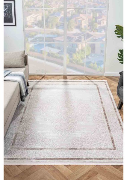 Nar A0204 Bej Uzun Ömürlü Yumuşak Dokulu Salon Mutfak Koridor Oturma Odası Yolluk Halı Makine Halısı
