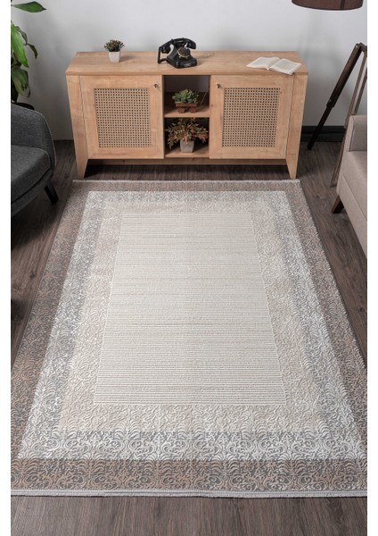 Vavien 1435 Bej Yumuşak Dokulu Salon Mutfak Koridor Oturma Odası Yolluk Halı Makine Halısı