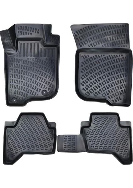 Mitsubishi L200 2005-2018 Uyumlu 3D Siyah Kokusuz Havuzulu Paspas Takımı