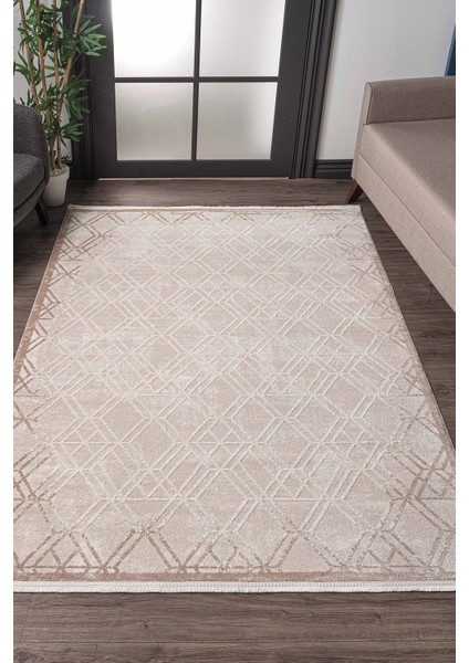 Universal A0299 Bej Uzun Ömürlü Yumuşak Dokulu Salon Mutfak Koridor Oturma Odası Yolluk Halı