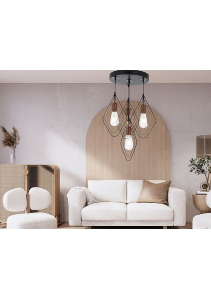 Yıldız Home Adel 4.lü Siyah-Bakır Avize