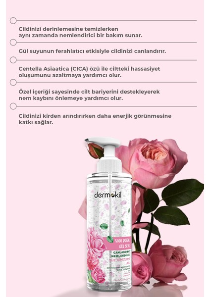%100 Doğal Gül Suyu Canlandırıcı Nemlendirici Yüz Temizleme Jeli indirimleri