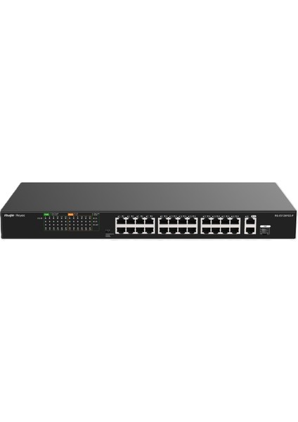 RG-ES126FGS-P 26 Portlu, 10/100 Fast Ethernet, Tak Çalıştır Switch, 2 Gigabit Uplink, 1 Gigabit Combo, 24 Port Poe+ (370W)