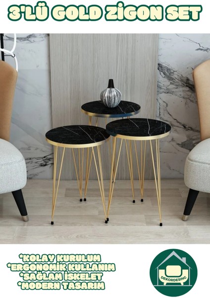 Berlin Zigon Sehpa Gold Tel Ayak Lüks & Modern Tasarım