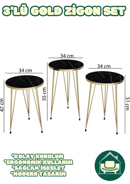 Berlin Zigon Sehpa Gold Tel Ayak Lüks & Modern Tasarım fırsatları