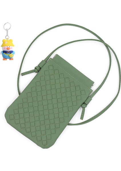 Moda Cep Telefonu Çantası Dokuma Doku Mini Omuz Crossbody Çantası Gündelik Değişim Depolama Çantası Kadın (Yurt Dışından)