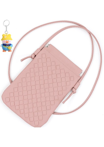 Moda Cep Telefonu Çantası Dokuma Doku Mini Omuz Crossbody Çantası Gündelik Değişim Depolama Çantası Kadın (Yurt Dışından)