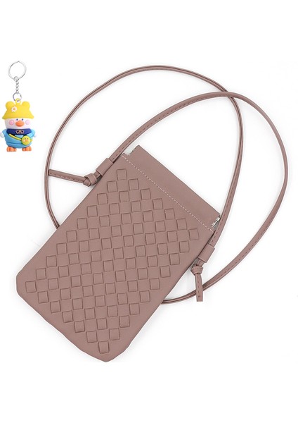 Moda Cep Telefonu Çantası Dokuma Doku Mini Omuz Crossbody Çantası Gündelik Değişim Depolama Çantası Kadın (Yurt Dışından)
