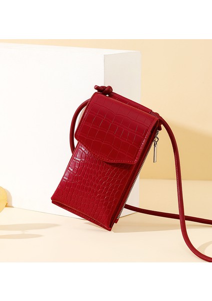 Çok Yönlü Crossbody Cep Telefonu Çantası Basit Moda Bayan Omuz Çantası Kart Tutucu Cüzdan (Yurt Dışından)