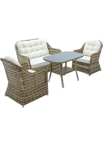Radiance | Rehome Rattan Bahçe Oturma Grubu | 2+1+1+ Sehpa