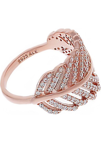 Kadın Yaprak Model Bakır Renk Gümüş Yüzük