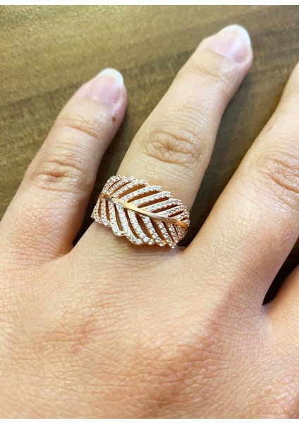 Kadın Yaprak Model Bakır Renk Gümüş Yüzük modelleri