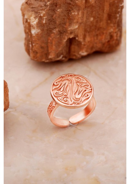 Laleli Elişi Rose Gümüş Yüzük 3766